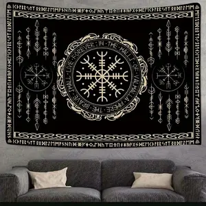 Viking Amulet Tapestry -Nordic Celtic Scandinavian Mythology Wall Hanging For Bedroom & Living Room Decor