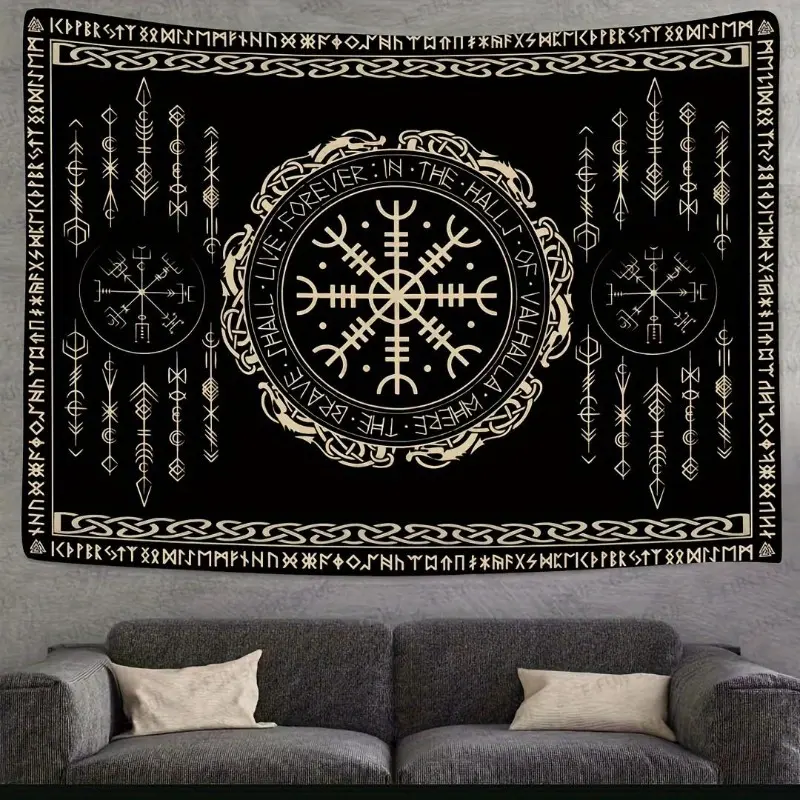 Viking Amulet Tapestry - 40x30in Nordic Celtic Mythology Design, Indoor Home Decor, Wall Hanging for Bedroom & Living Room Room Decoration