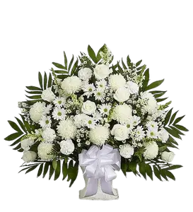 Buy Heartfelt White Basket Flower Arrangement