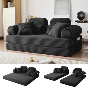 79" Boneless Couch with High Backrest Headrest, Comfy Modular Foldable Floor Sleeper Sofa, 5-in-1 Convertible Sofa Bed for Living Room, Bedroom, Lounge, Studio,