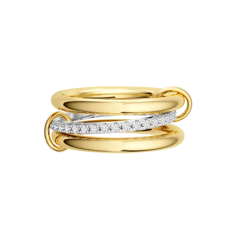 TEWIKY Interlocked Stackable Rings for Women - Statement Multi Ring Mixed Metals Stack - Cubic Zirconia Stacking Jewelry For Summer dealsforyoudays