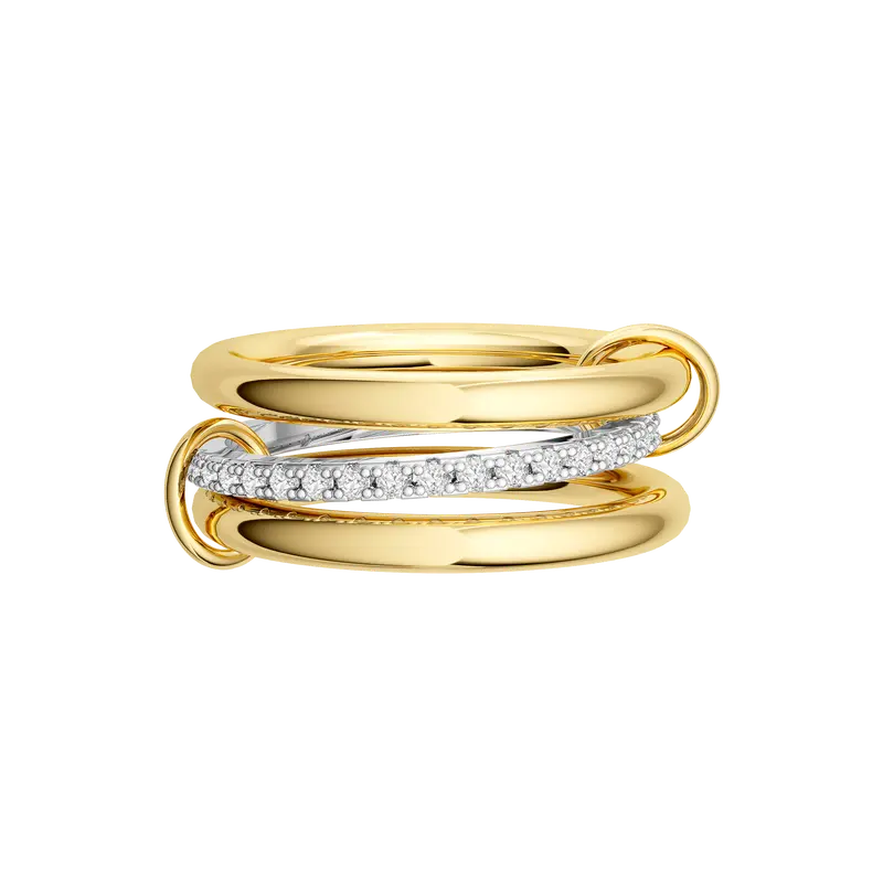 TEWIKY Interlocked Stackable Rings for Women - Statement Multi Ring Mixed Metals Stack - Cubic Zirconia Stacking Jewelry For Summer dealsforyoudays