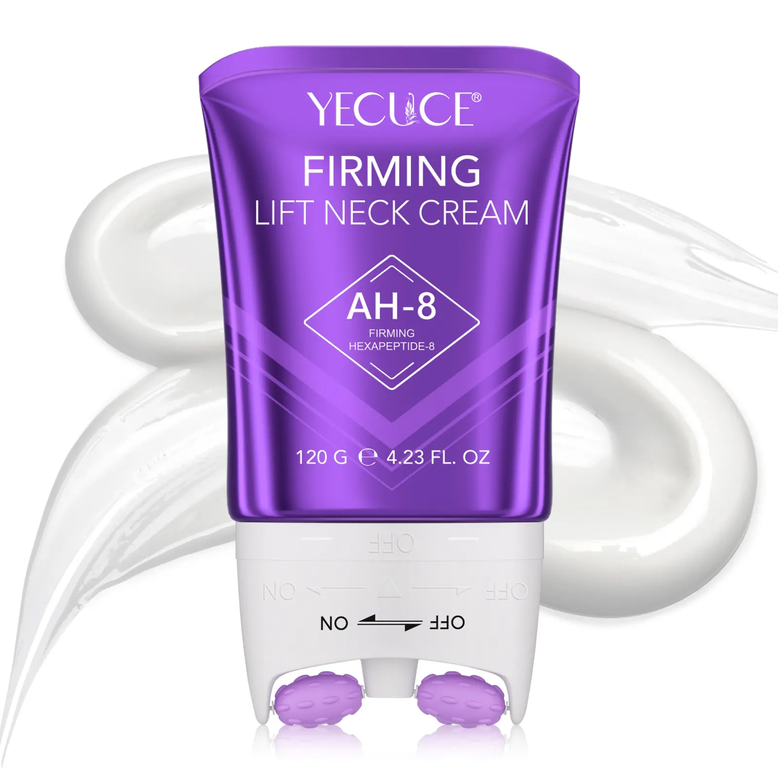 Yecuce Neck Firming Roller Cream, Anti-Wrinkle & Hydrating, Triple Moisture Tech, 360° Massage Design, Fast Absorbing, Daily Use, Moisturizer