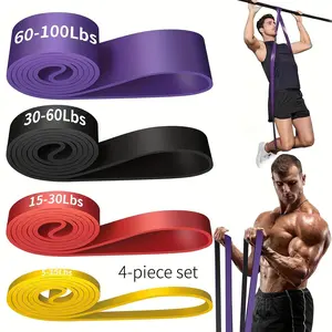 4pcs Resistance Bands Set, Workout Bands, Pull Up Assist Band, Leg Strength Training Belt, Muscle Building & Body Shaping, Men Women Fitness Equipment