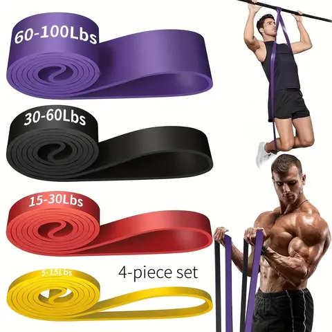 4 Counts Resistance Bands Set, Workout Exercise Bands and Pull-Up Assist Bands for Leg Strength Training, Muscle Building and Body Shaping, Home Fitness Equipment for Men and Women, Workout Accessories, Working Out Equipment, Home Workout Equipment