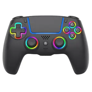 LED Wireless Controller for PS5, Compatible with PS5 Pro/Slim/PC, Dual Vibration, Macro/Turbo Function, 3.5mm Audio Jack, 6-Axis Motion Control Gamepad with Speaker(White)