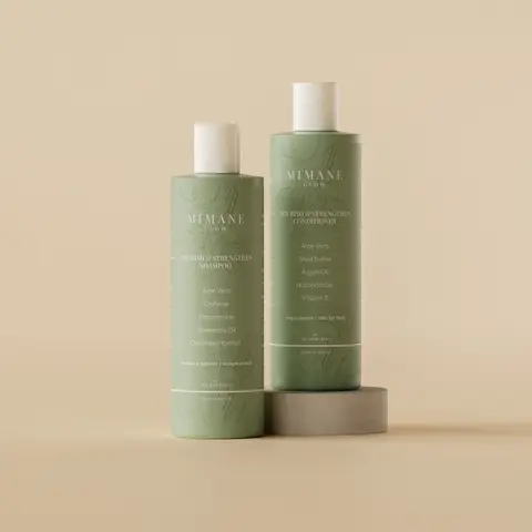 Mimane Glow - Nourish & Strengthen Duo - Sulfate-Free Shampoo & Conditioner Set with Aloe Vera, Jojoba Oil, Rosemary Oil, and Shea Butter for All Hair Types