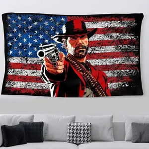 Arthur Morgan Red dead redemption 2 Flag Banner 3x5ft Tapestry Art Wall Decor Bedroom Dorm Room College Man Cave Game Gifts Decoration Cotton Linen Decorative