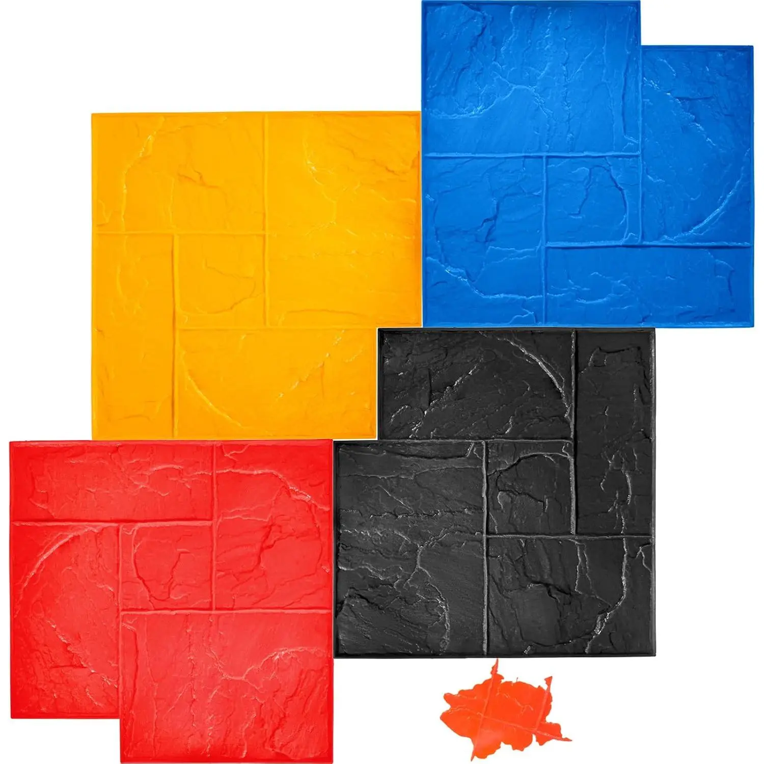 VEVOR Concrete Texturing Skin, 24"x24" Concrete Stamps Mats Set, Polyurethane Concrete Stamping Mats, Slate Concrete Stamps, 4 PCS Realistic Concrete Texture Mat, Concrete Stamps for Walls/Floors