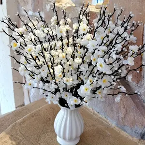 8 elegant simulated plum blossom branches, 21.65 inch white stem artificial flowers, no need for maintenance, durable home decoration, suitable for families, hotels and living rooms, perfect gift for autumn Decorative Fruit