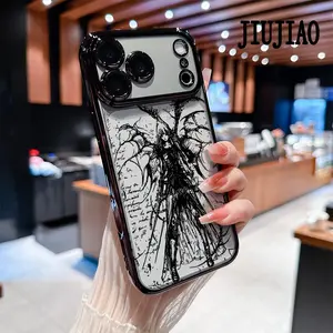 Fallen angel Pattern Soft silicone Phone Case for iPhone 17 Pro Max Air 16 Pro Max 15 Plus 14 13 12 11 All-inclusive lens Anti-drop Transparent Electroplated Protective Cover