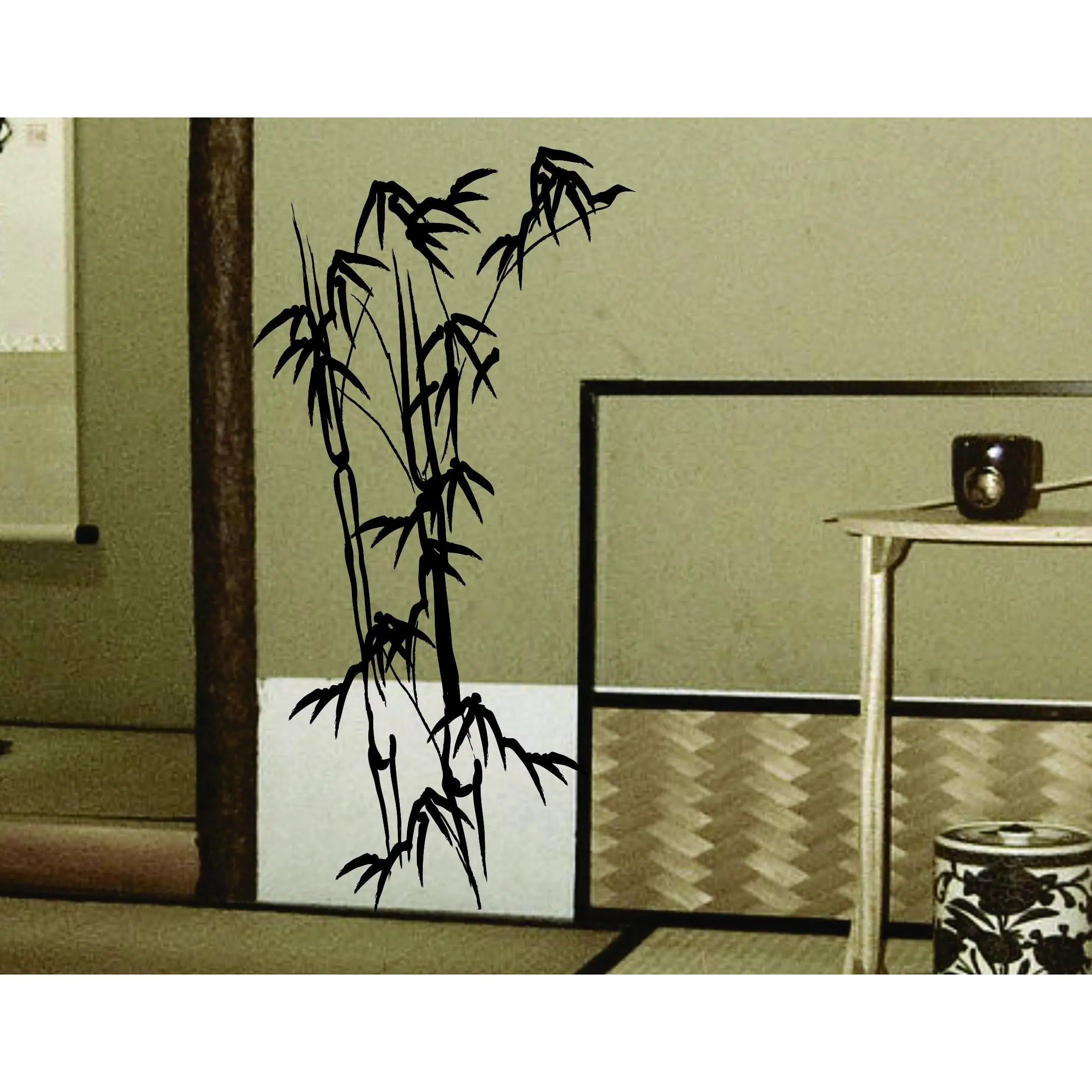 Bamboo Wall Mural Decal Sticker Vinyl Wall Decal Sticker Graphic Art Asana Chakra Mantra Yoga Om Shanti Yogi Mudra Chant Being Present Chakra