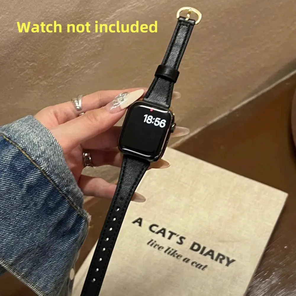 Vintage Synthetic Leather Strap for Apple Watch, Metal Horseshoe Buckle, Breathable Design, Compatible with Series 1-11, 38mm-49mm, Electronic Gadgets, Smartwatch Accessories