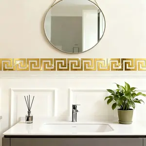 36 pieces of acrylic mirror, Reflective wall stickers with geometric lines, anti shatter self-adhesive corner edge ceiling stickers, geometric pattern border stickers, suitable for home, TV background wall decoration