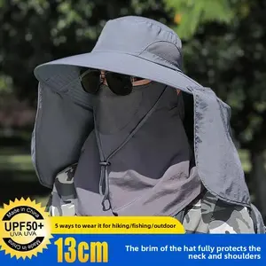 Men's New Sunscreen Hat Fishing Hat Outdoor Mountaineering Sun Hat Face Cover Removable UV Protection Shawl Hat