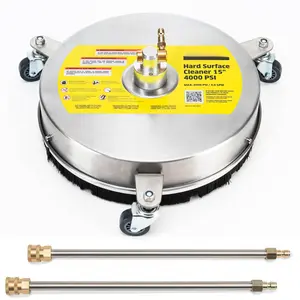 Washer Surface Cleaner 15"  3 Wheels Stainless Steel Quick Connect 4000 Psi Ideal For Driveways Patios Decks Sidewalks