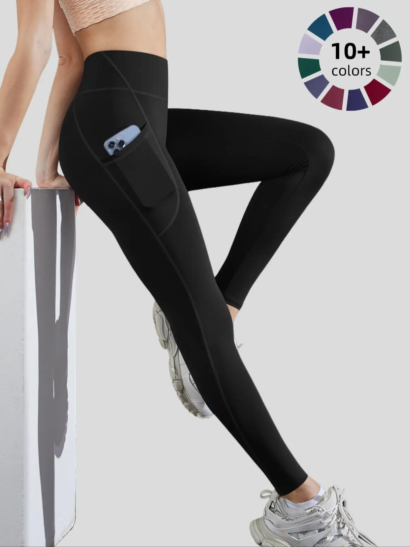 Ladies' Outfits High Waist Tight-Fit Yoga Pants with Pockets, Sporty Style Gym & Casual Wear, All-Season Stretch Fitness Apparel