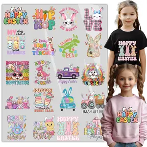 20sheet Easter Iron on Decals for T Shirts Heat Transfer Design, Bunny Iron on Transfers Appliques Crafts with Egg Pattern Iron on Patches for Easter Clothing Hoodies, DIY Supplies Ready to Press for T-Shirt/Bag/Pillow