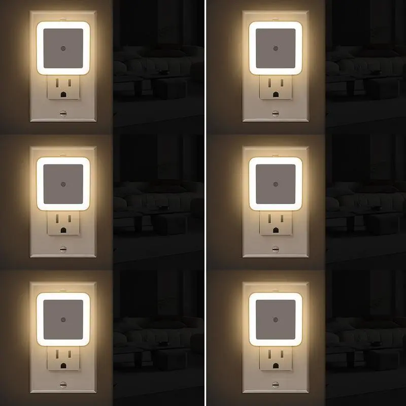 6-Pack Night Light, Night Lights Plug into Wall, Plug in Night Light, Dusk to Dawn Nightlight Led Night Lights, Warm White LED Night Light for Bedroom, Bathroom, Hallway, Study Room