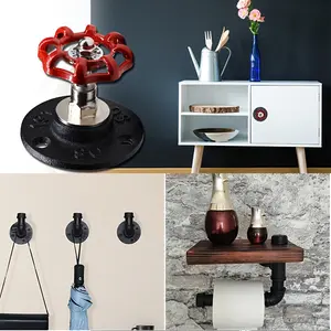 4 Piece Cast Iron Industrial Style 3/4 Inch Flange Fittings with Threaded Holes, DIY Projects, Crafts, Kitchen Decor