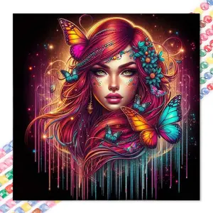 1 DIY handmade diamond painting kit, 5D diamond art kit, DIY decoration, colored butterfly hair diamond painting kit with full round diamonds, mosaic, diamond art, DIY art home decor, suitable for Christmas.
