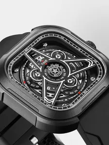 TIMEARTX Luxury Men's Watches High Quality Watches Cool Creative Quartz Watch Square Dial Luminous Lighting Classic Business Wristwatch