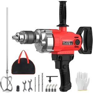 2500W 15A Drill Mixer, Variable Speed Corded Cement Mixer,5/8" Heavy Duty Drill Set, Mixing Drill for Mud,Motar,, Grout, Plaster, Thinset
