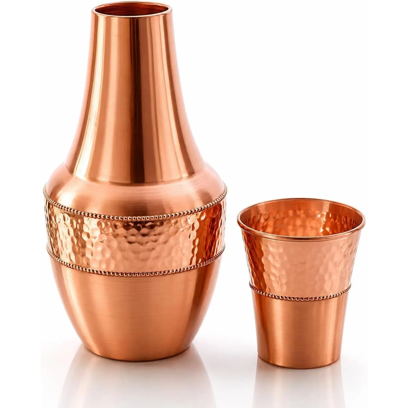 Pure Copper Water Carafe with Tumbler - 1.4L (.3 oz) Bedside Copper Flask for Drinking Water, Ayurveda  Benefits