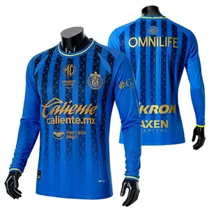 2526 Chivas CD Guadalajara Away Jersey Vintage Mexico Blue Stripe Short Sleeve Top Football Jersey LIGAMX