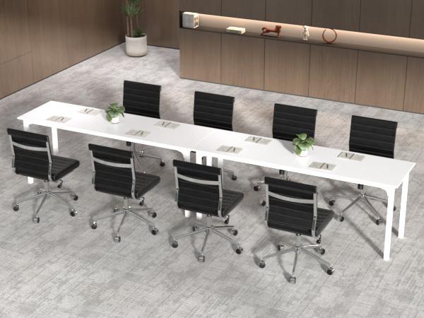 Okeysen Conference Room Table Set of 2, Modern Office Meeting Table, Rectangle Meeting Seminar Desk for Boardroom, Long Business Tables (White, 55.12"x23.62"x29.53")