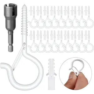 28 count Q-Hanger, Screw Hooks for Outdoor String Lights - Ceiling Hooks for   Wind Chimes, Safety Buckle Design, Windproof, 2.2 Inches