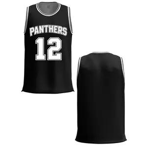 Panthers 12 Print Team Basketball Jersey, School Sports Game Wear, For Men Basketball Team Fans, Sleeveless Breathable Athletic Tank Top