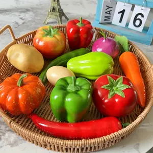 12pcs,Artificial Fruit Vegetables,Simulation Tomato,Chili,Pumpkin,Carrot,Onion, and Eggplant,Home Decoration Storefront Decoration,Fruit Vegetable Fruit Plate Bowl Ornament,Kitchen Restaurant Table Cabinet Party Decor Decorative Room Mixed Color.pumpkin