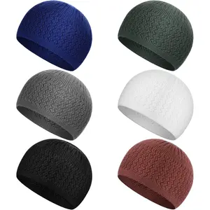 6 Pcs Kufi Hats for Men Knit Kufi Cap Breathable Cotton Stretchy Skull Cap Helmet Beanie Hat for Men Women Muslim in Cool Designs Jiuguva