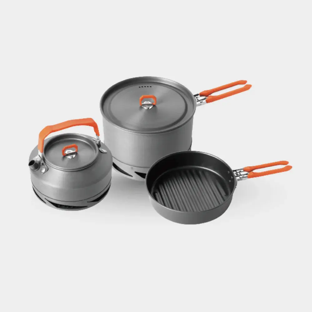 Feast Heat-Exchanger Camp Cookset | Fire Maple | 1.5L Pot, 0.7L Kettle, Frying Pan