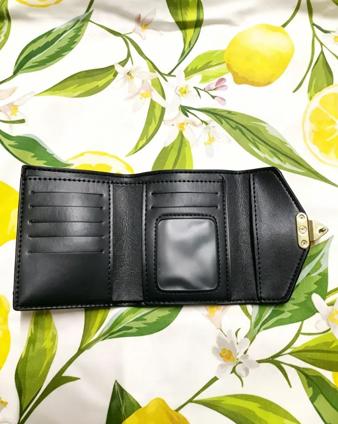 Classic lady's small wallet card bag handbag with printed design, fashionable and casual storage bag, golden buttons