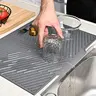 Silicone Dish Drainer Mat, 1pc Foldable Heat-resistant Pot Holder Pad, Multipurpose Draining Board for Dishes and Utensils, Tableware, Kitchen Coasters, Home, Kitchenware