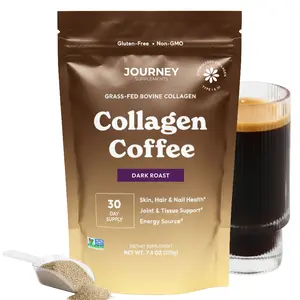 Journey Supplements Collagen Coffee Dark Roast – Bovine Hydrolyzed Collagen + Instant Coffee Blend, Supports Skin Hair & Nail Health, Joint & Tissue Support, Energy & Vitality* – Dark Roast Coffee - 30 Servings