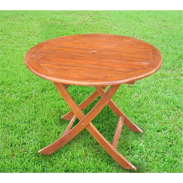 212 MAIN Round Acacia Wood Folding Outdoor Table - 38x38 in, Portable Folding Table for Outdoor Use, Folding Tables