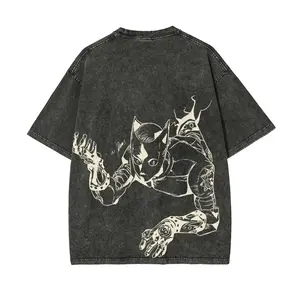 JoJo's Bizarre Adventure Killer Queen themed washed T-shirt, Made in the USA | Premium cotton blend street wear T-shirt | Relaxed fit