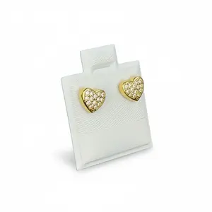 Heart-Shaped Stud Earrings with Rhinestones