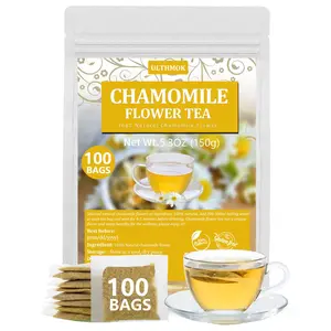 100Bags Chamomile Tea Bags Natural Chamomile Flower Caffeine Free & Non-GMO Herbal Tea