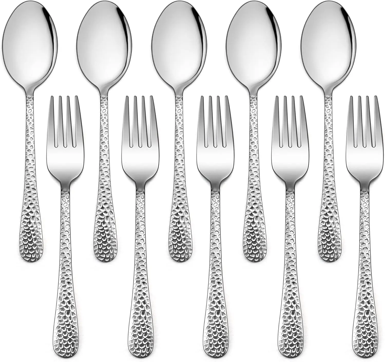 10-Piece Kids Silverware Set, Includes 5 Kid Spoons, 5 Kid Forks, Stainless Steel Toddler Utensils Children Flatware Set, Child Preschooler Cutlery Set, Dishwasher Safe