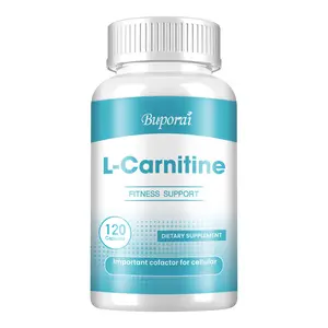 Buporai dietary supplement contains 500 mg of L-carnitine, is non-GMO, comes in a 120-capsule bottle, supports cellular health, and is suitable for vegetarians.