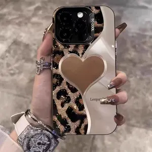 Phone Case - Hard Protective Phone Case with a Leopard Print Heart-Shaped Patchwork Design, Suitable for Iphone 17 Pro Max, 17 Air, And Compatible with for iphone Models 16, 15, 14, 13, 12, 11 Pro Max, 16E, X, XR, XS Max, 7, 8 Plus, And SE