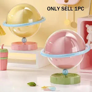 Light Luxury Planet Double-Layer Storage Box with Transparent Dome, Modern Home Desktop Decor & Organizer