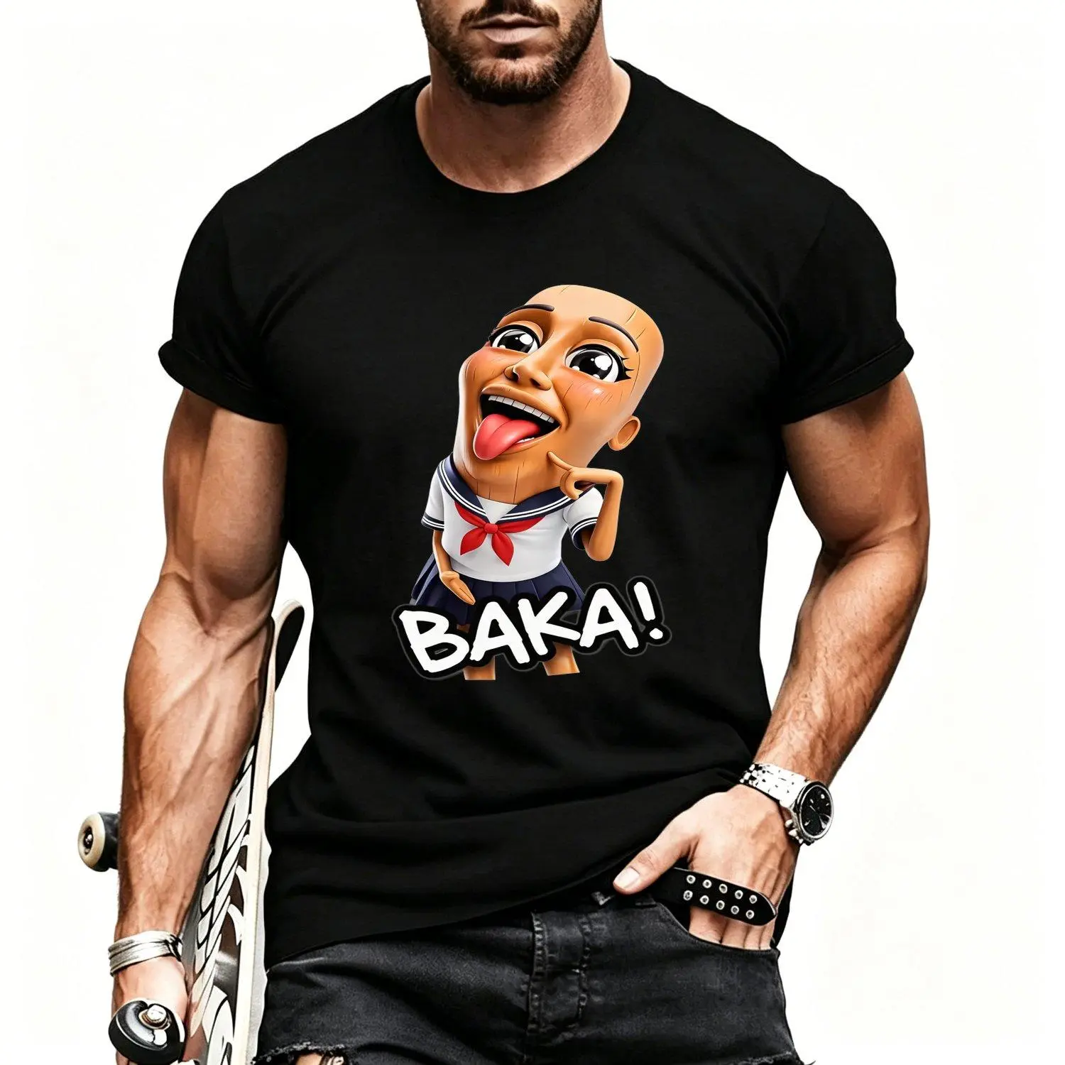 Men Short Sleeve T shirts Baka Tung Tung Sahur Funny Brainrot Meme Streetwear Casual Graphic Tee