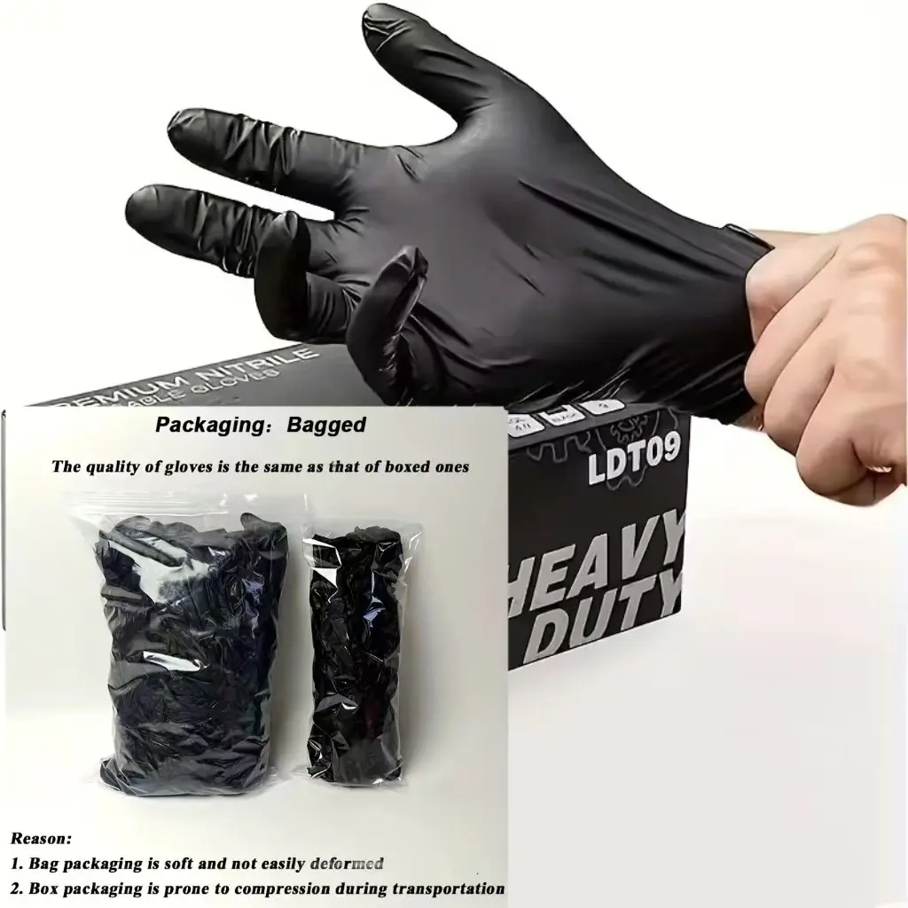 Black household disposable cleaning gloves, made of durable rubber material, with a comfortable and snug design, suitable for household chores and daily use, easy to clean and maintain, Work Gloves (10PCS 50PCS 100PCS)