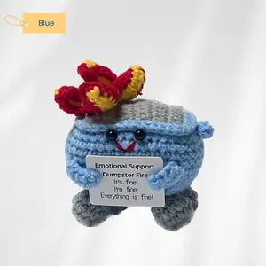 Emotional Support Dumpster Fire Crochet, Thank You Gift, Crochet Trash Can, Back to School, Desk Decor for Women - Gift for Her