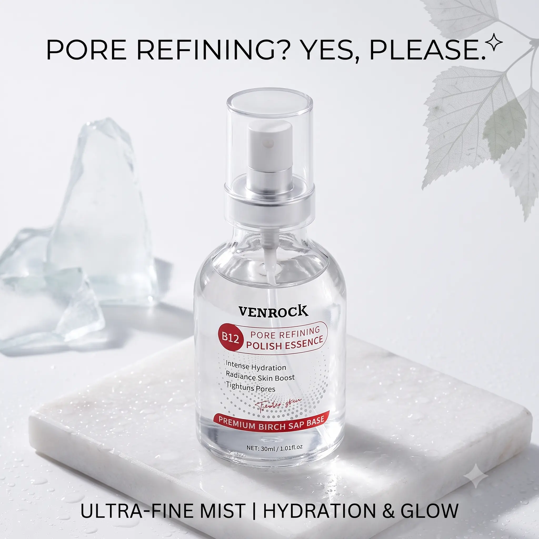 Pore Refining Polish Essence Spray, Hydrating Pore-Minimizing Skincare Toner